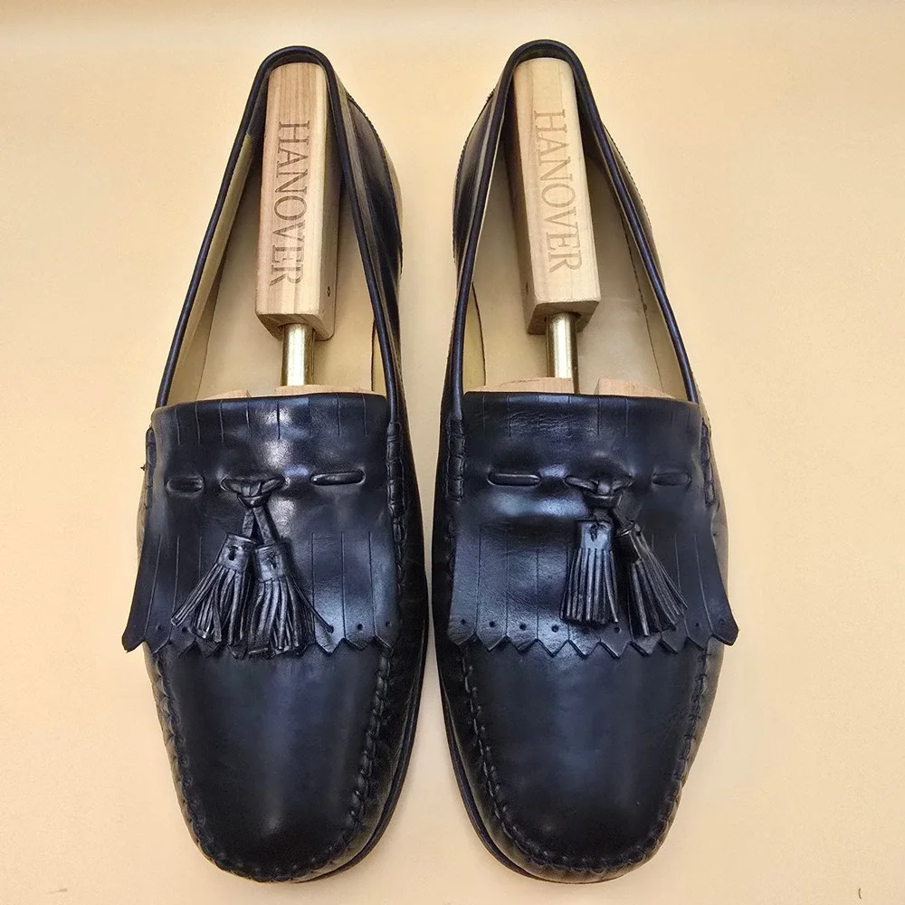 Johnston & Murphy‎ Black Leather Tassel Kiltie Loafers Mens 10W Dress Shoes